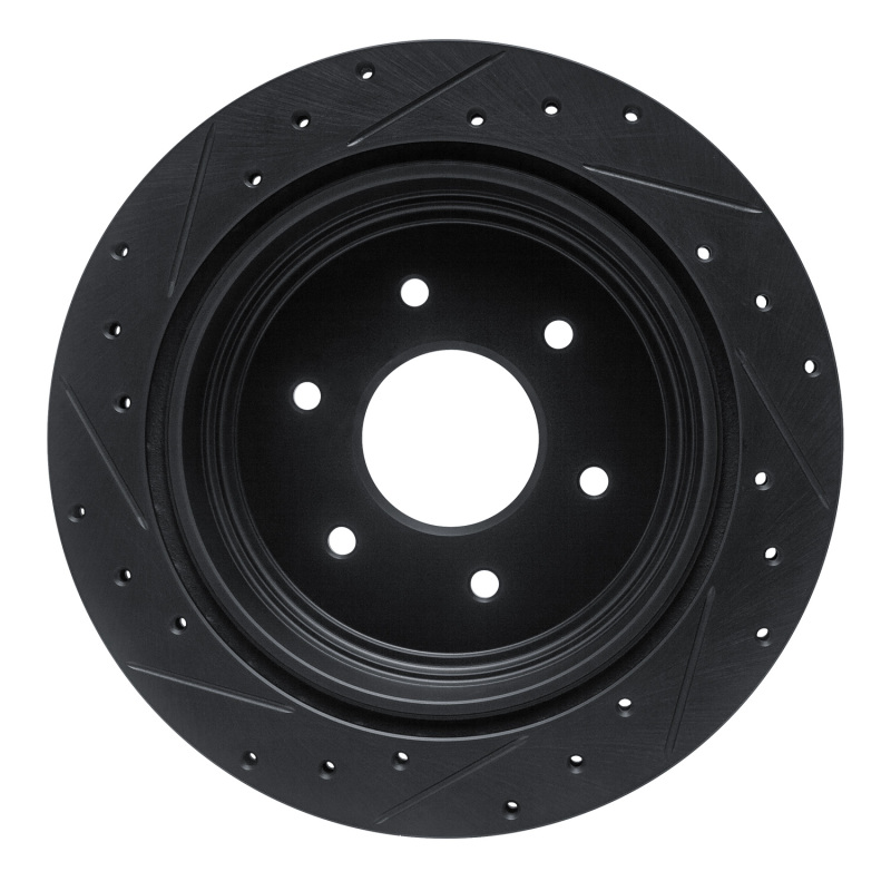 Nissan Titan Brake Rotor (1) - Rear Right - R1 Concepts - Drilled & Slotted - Black - `17-`24